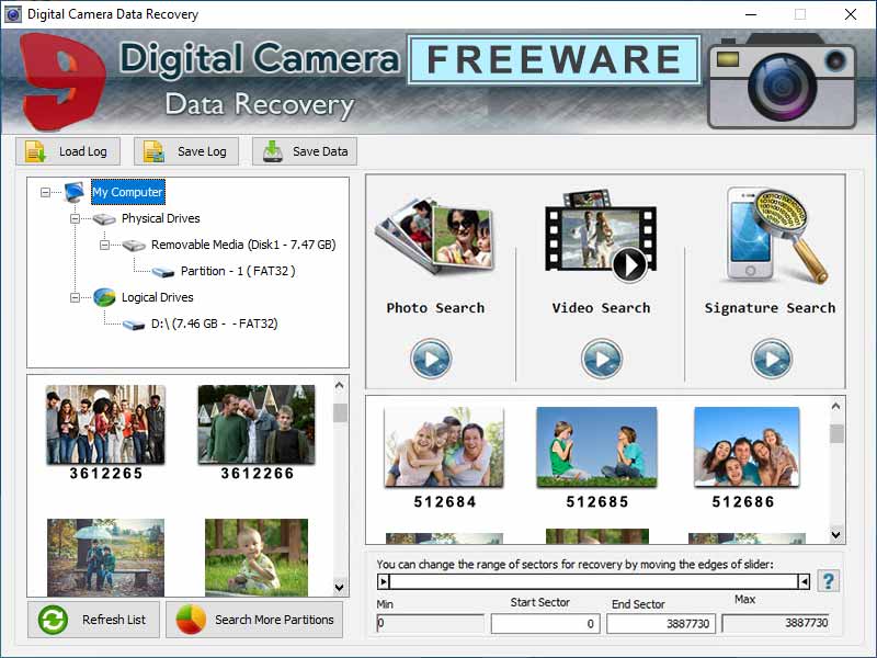 Screenshot of Free Windows Camera Data Recovery Tool