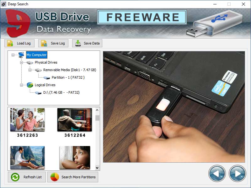 Screenshot of Free Windows USB Data Restore Software