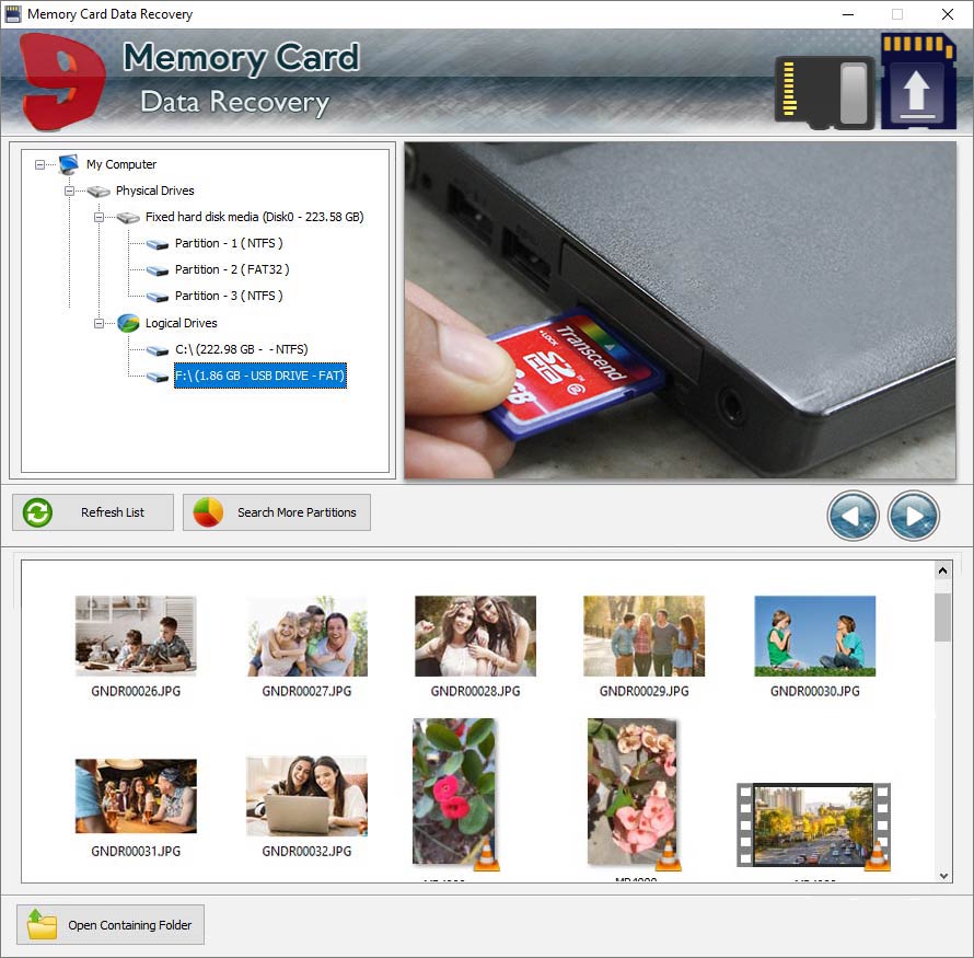 Freeware Memory Card Data Recovery Tool