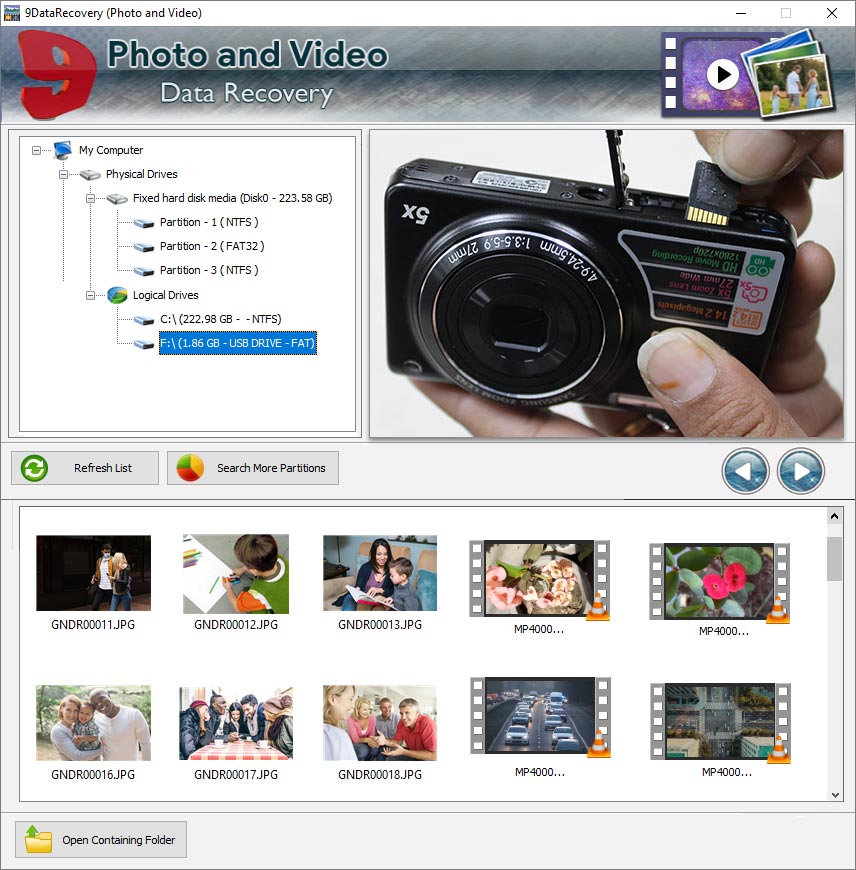 Freeware Photos and Videos Recovery Tool