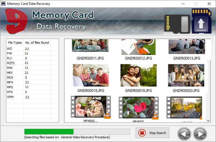 Screenshot of Memory Card Data Recovery Freeware Tool